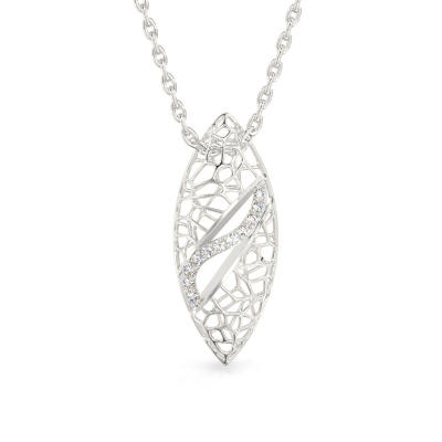 Collar de Hoja de Ficus de oro blanco