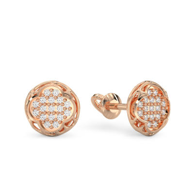 Pendientes de Forma de Cuatro Hojas de oro rosa