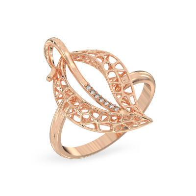 Anillo de Hoja de Jazmin de oro rosa