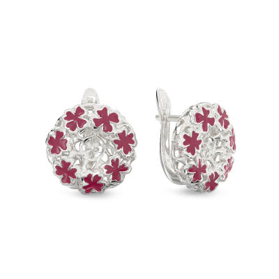 Pendientes Flores Rojas Modernas