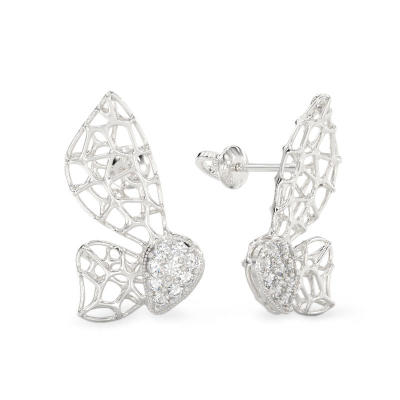 Pendientes de Polilla de oro blanco
