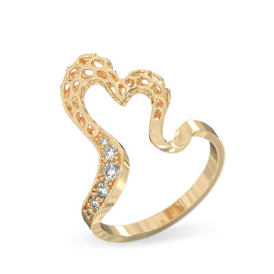 Anillo de Сorazón abierto de oro amarillo