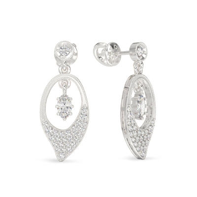 Pendientes de Pétalo de Orquídea de oro blanco