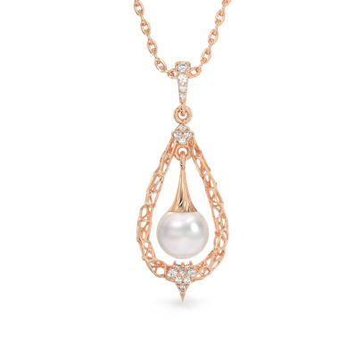 Collar de Gota con Perla de oro rosa