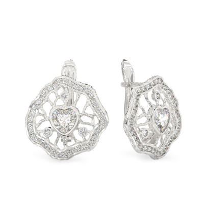 Pendientes de Petunia de oro blanco