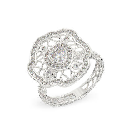 Anillo de Petunia de oro blanco