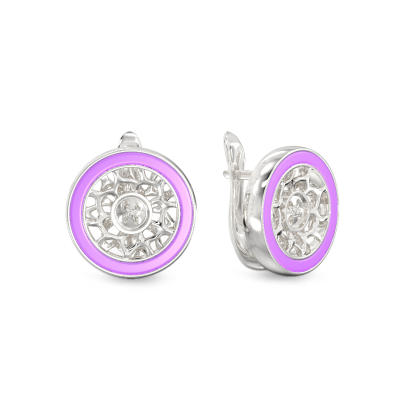 Pink Circle Buttons Earrings From Silver