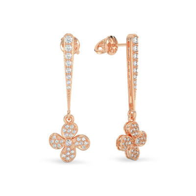 Pendientes de Flor de Lilac de oro rosa