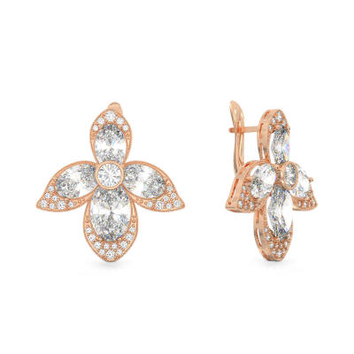 Pendientes de Orquídea de oro rosa
