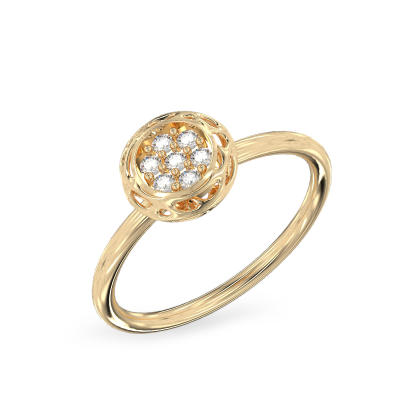 Anillo de Forma de Redondo de oro amarillo