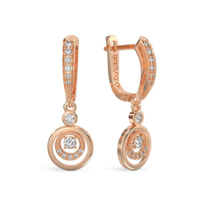 Pendientes de Círculo de Oro rosa con Circón