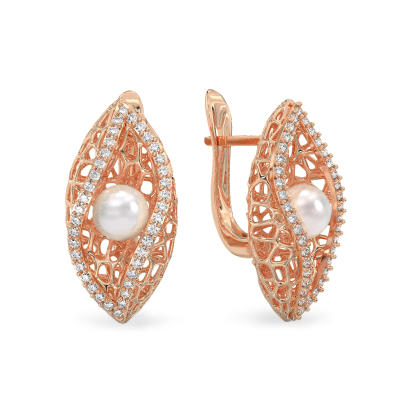 Pendientes de Caracola con Perla de oro rosa