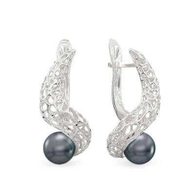Pendientes de Serpiente con Perla de oro blanco