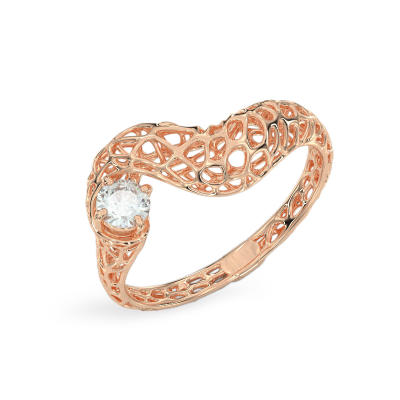 Anillo de Serpiente con piedra de oro roso