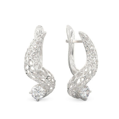 Pendientes de Serpiente con piedra de oro blanco