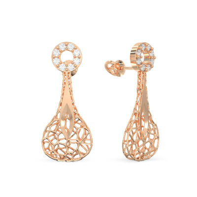 Pendientes de Gota transparente de oro rosa