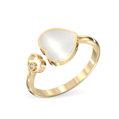 Anillo de sólido de Dos Сorazones de oro amarillo