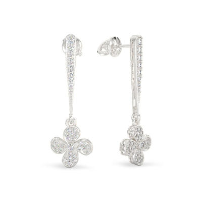 Pendientes de Flor de Lilac de oro blanco