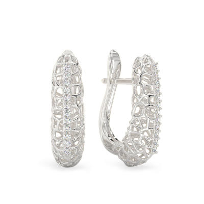 Pendientes Calado con Piedras de oro blanco