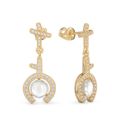 Yellow Gold Earrings With Horseshoe