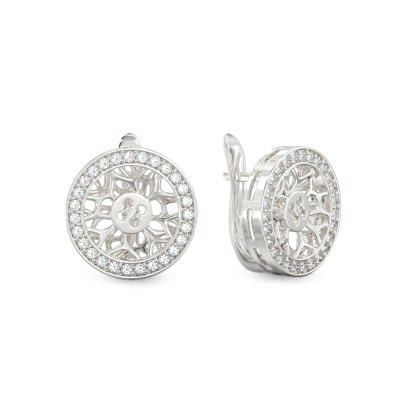 Pendientes de botones de circón de plata