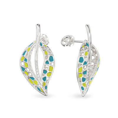 Pendientes de Hoja de Jazmin de plata
