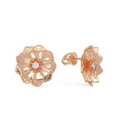 Pendientes con forma de flores de oro rosa