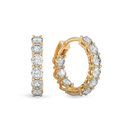 Pendientes redondos de circonitas de oro amarillo