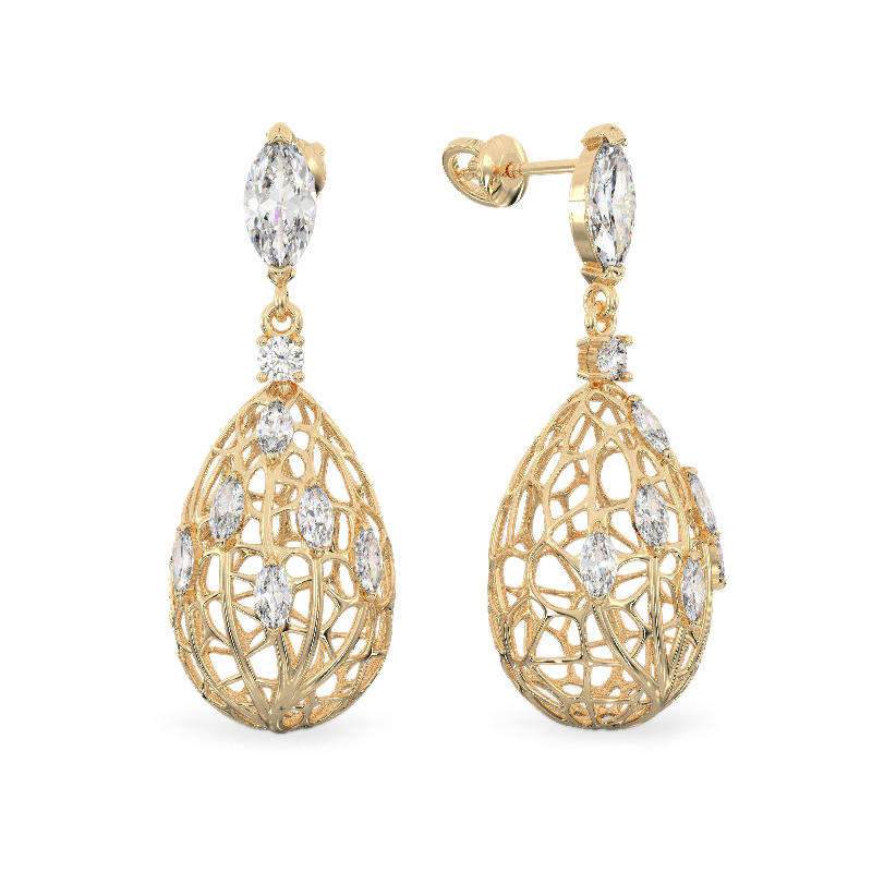 Dew Drop Earrings From Yellow Gold