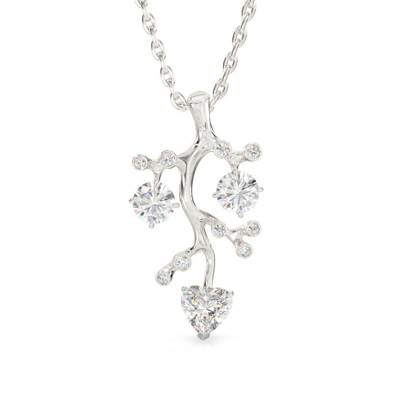 Tree Branch Pendant from White Gold