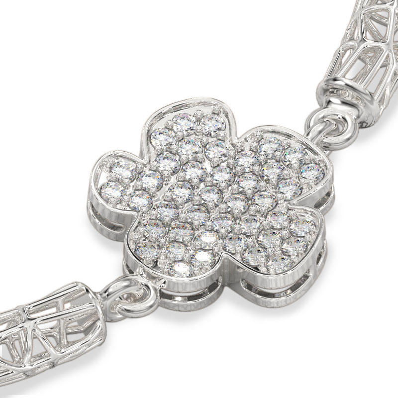 White Gold Exquisite Bracelet with flowers2