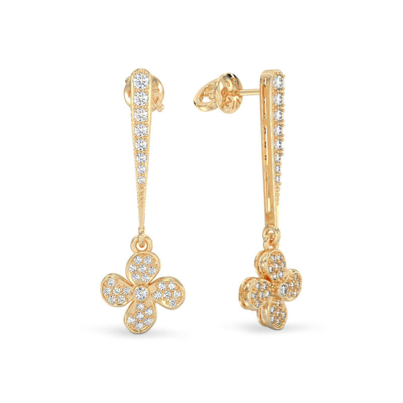 Yellow Gold Lilac Flower Earrings