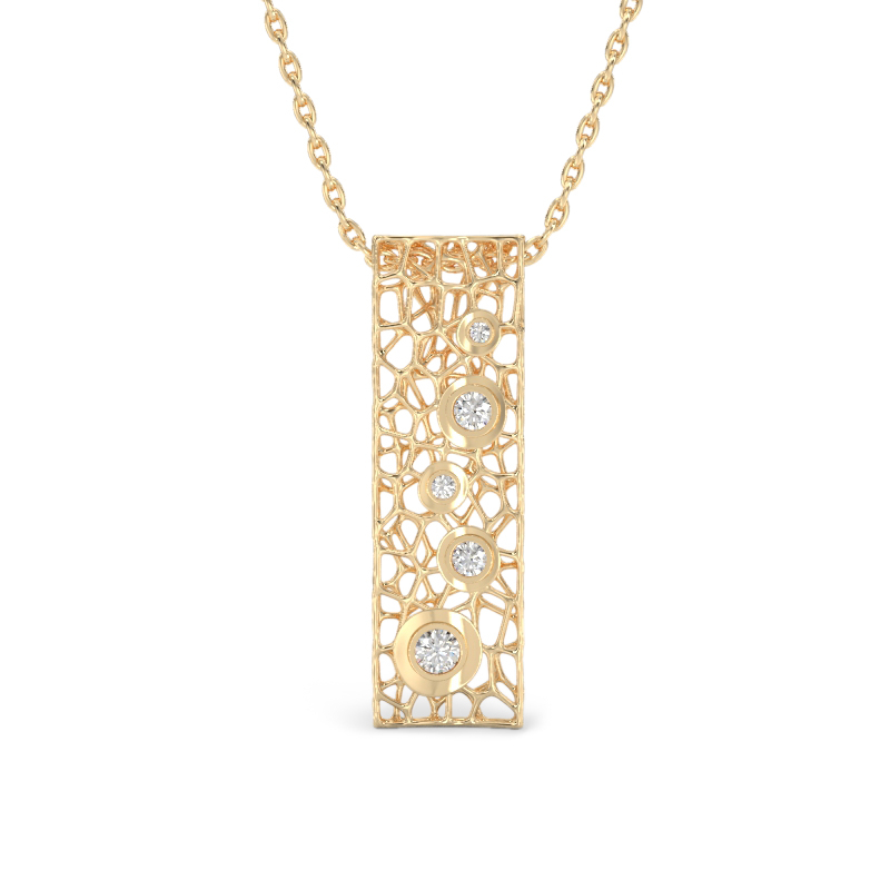 Coral Bubbles Pendant With Stones From Yellow Gold