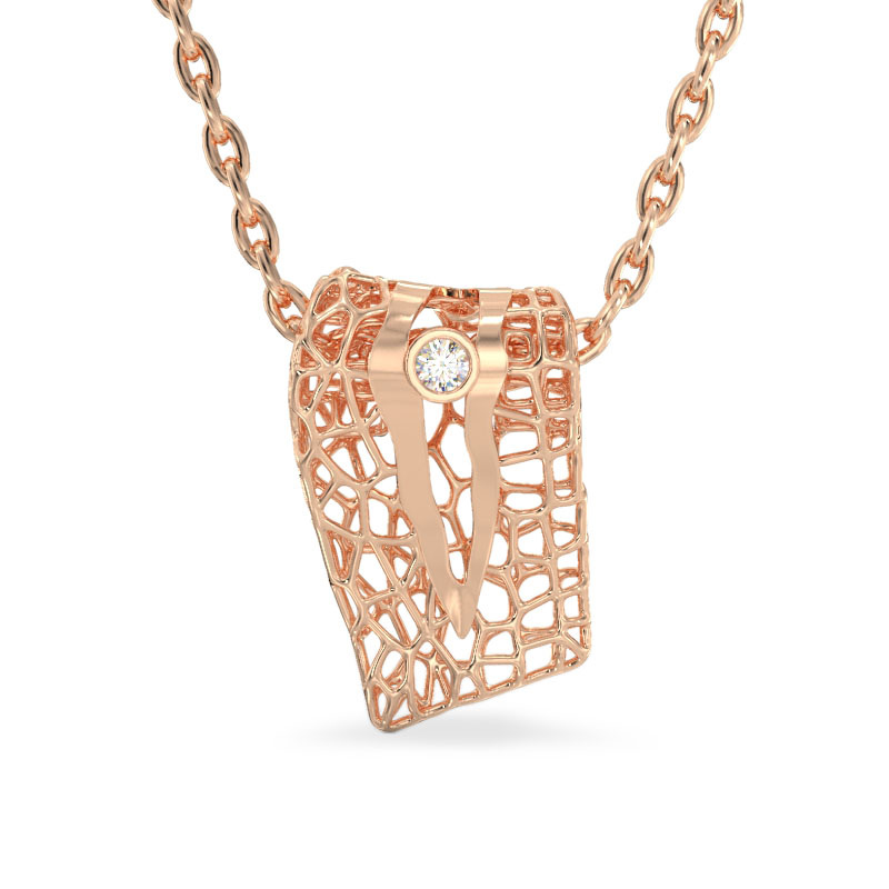 Coral Pendant With Cut-out From Rose Gold