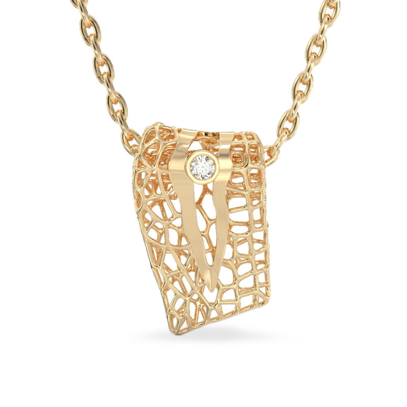 Coral Pendant With Cut-out From Yellow Gold