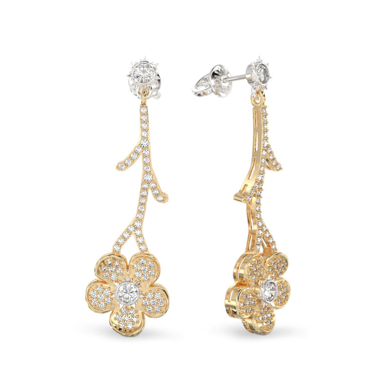 Forget-me-not Twig Earrings From Yellow Gold