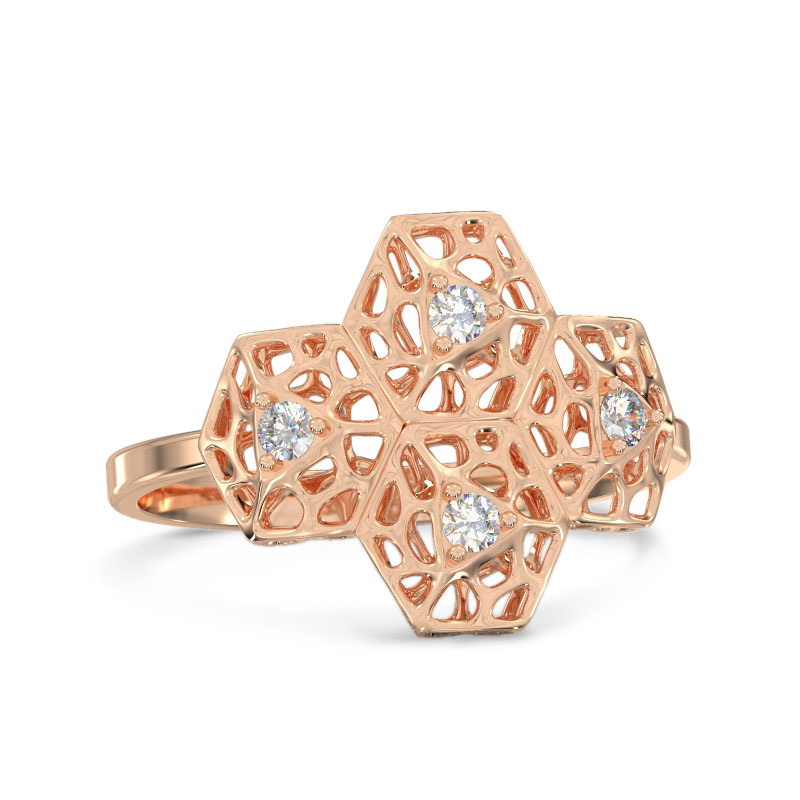 Honey Comb Rose Gold Ring2