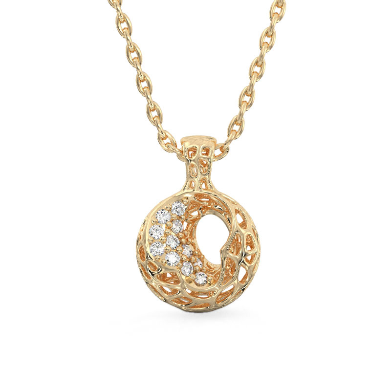 Mystical Coral Pendant From Yellow Gold