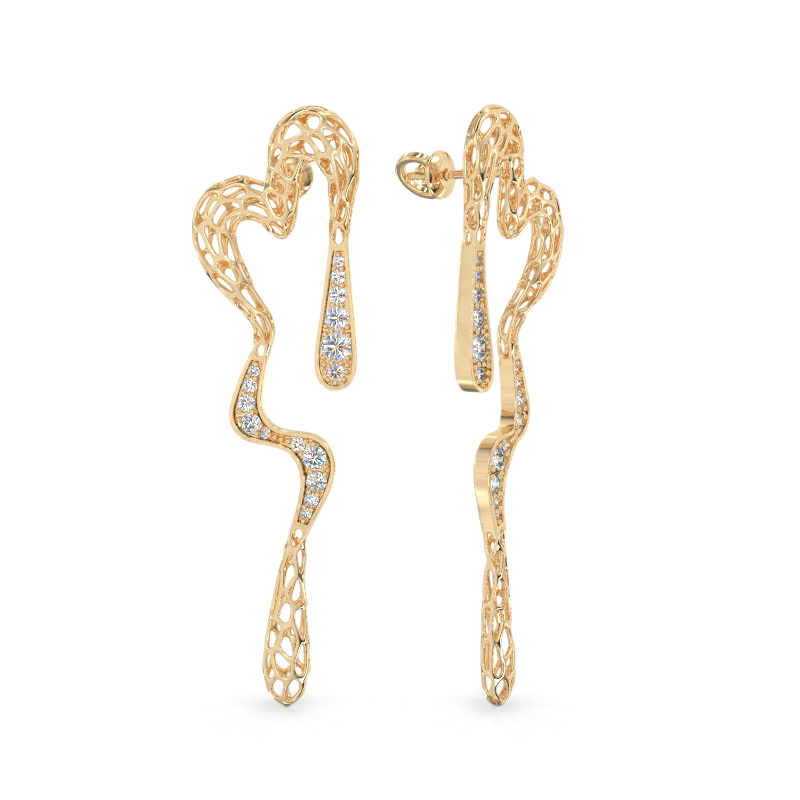Open Heart Yellow Gold Earrings