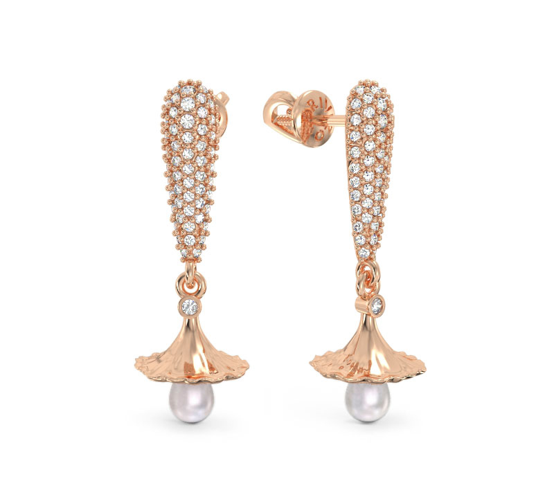 Rose Gold Bell-Flower Earrings