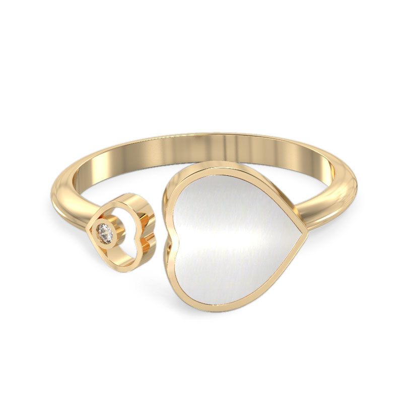 Two Hearts Yellow Gold Solid Ring