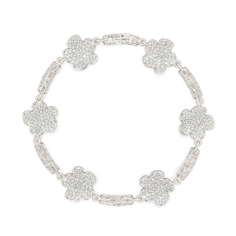 White Gold Exquisite Bracelet with flowers1