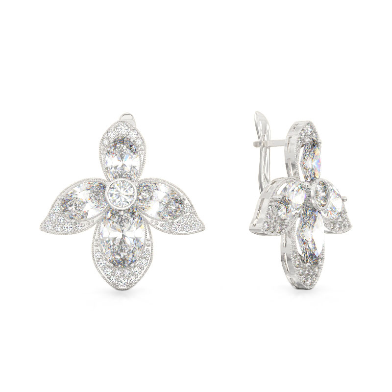 White Gold Orchid Earrings