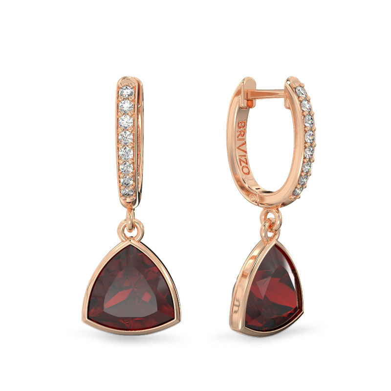 Rose Gold Earrings with Triangle Garnet